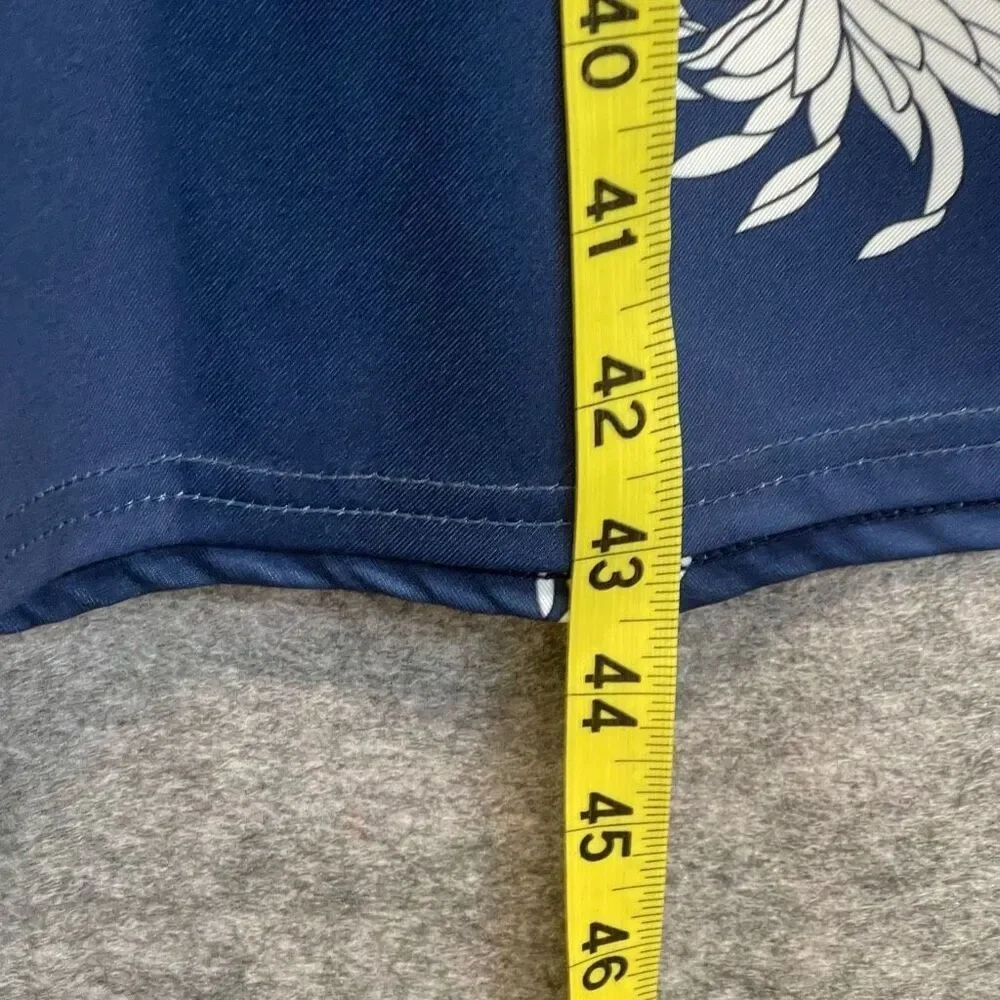 HOMEYEE Dress Size 2XL Blue White Floral Round Neck Midi A-Line Pleated Swing - Picture 6 of 16